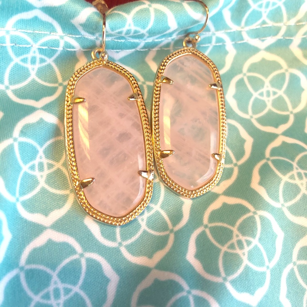 Ellie Gold Drop Earrings in Rose Quartz
